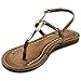 Ollio Women's Shoe Metallic T-Strap Comfort Zori Flat Sandal