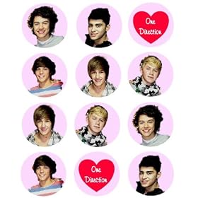 12 One Direction rice paper fairy / cup cake 40mm toppers pre cut decoration