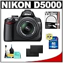 Nikon D5000 Digital SLR Camera w/ 18-55mm VR Lens + 16GB Card + (2) EN-EL9 Batteries + UV Filter + Accessory Kit (Camera and Lens Refurbished by Nikon U.S.A.)