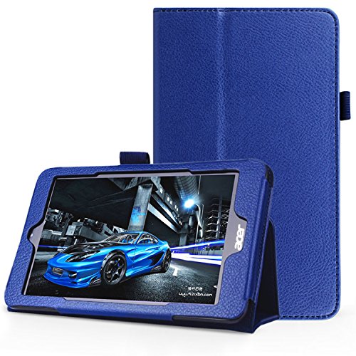 FanTEK Acer Iconia One 8 B1-810 8-Inch Case - PU Leather Multi-Angle Stand Magnetic Smart Cover (Dark Blue)