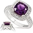1/2ctw Diamond and Amethyst (8 x 8mm) Ring in 14k White Gold (HI/I1)