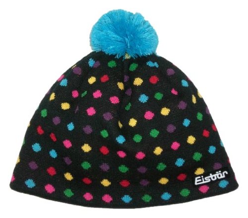 Eisb&auml;r Kinder M&uuml;tze Dots Pompon, schwarz, 55