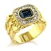Men's Gold Plated Blue Sapphire Crystal Ring SZ 8