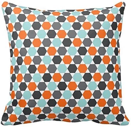 CottonHouse Hot Sale Gray orange aqua blue geometric hexagon pattern Pillowcase Cushion Covers
