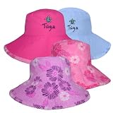 Girls Reversible UV Sun Protective Floral Stamp Bucket Hats (UPF 50+)