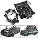 2x Black No Silp Ice Cleat Shoe Boot Tread Grips Traction Crampon Chain Winter Sport Snow w/ Pouch Carabiner