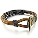 Men's Alloy Genuine Leather Bracelet Bangle Rope Brown Gold Black Braided Biker Tribal (with Gift Bag)
