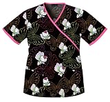 Cherokee Cartoon Print Mock Wrap Scrub Tops Assorted Prints 100% Cotton