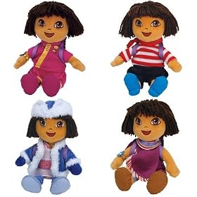 TY Beanie Babies - DORA the Explorer (Dora's World Adventure) ( Set of 4 )