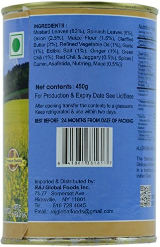 Desi Flavors Canned Indian Vegetable Curries (Sarson Ka Saag, 6)