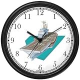 Aircraft Carrier Nautical Theme Wall Clock by WatchBuddy Timepieces (Black Frame)