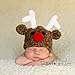 Melondipity Boy or Girl Handmade Reindeer Beanie Baby Hat -Christmas Holiday Cap