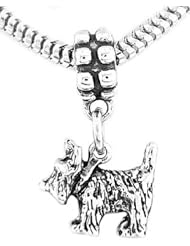 Sterling Silver Three Dimensional Scottie Dog Dangle Bead Charm