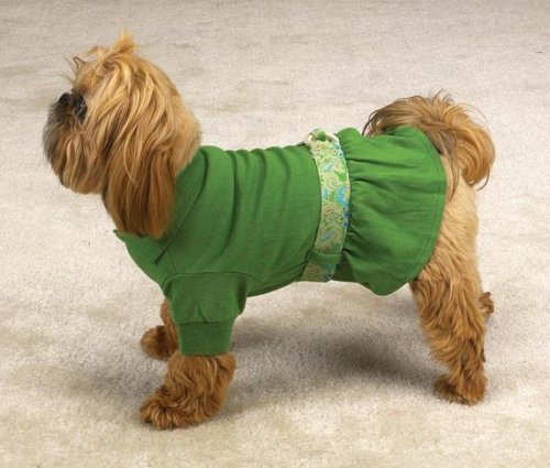 Dog Dress - East Side Collection Green Paisley Puppy Polo Dress - XX-Small (XXS)