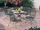 Woodard Windflower Mesh Wrought Iron Patio Dining Set
