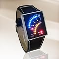 LED Watch Futuristic Japanese Style Multicolor LED Watch with black strap - tells time by Colourful Arcs of 29 individual LEDs