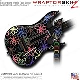 Kearas Flowers on Black Skin fits Band Hero, Guitar Hero 5 & World Tour Guitars for XBOX 360 & PS3 (