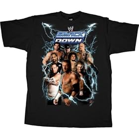 WWE World Wrestling Entertainment Smackdown Lightning Black T-shirt Tee