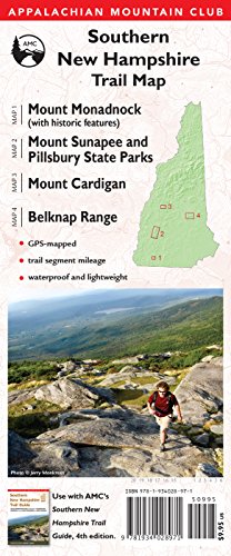 Southern New Hampshire Trail Map: Mount Monadnock (with historic features) / Sunapee and Pillsbury State Parks / Mount Cardigan / Belknap Range (Appalachian Mountain Club)