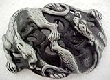 Pewter Circling Celtic Lions Knotwork Belt Buckle