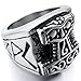 INBLUE Men's Stainless Steel Ring Silver Tone Black Size9