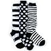 Girl's Three Piece Black and White Thin Stripes, Wide Stripes, and Circles Missmatche...