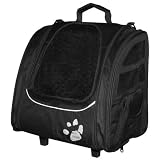 Pet Gear I-GO2 Traveler Roller Backpack for cats and dogs up to 20-pounds - Black