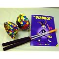 Diabolo Set Harlekin medium vierfarbig mit Alu-Handst�ben und Spielanleitung
