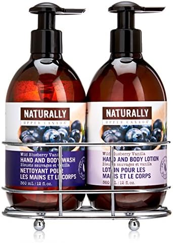 Naturally Hand Wash and Lotion with Caddy Gift Set, Wild Blueberry Vanilla