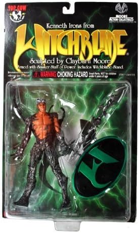 Top Cow Year 1998 Clayburn Moore "Witchblade" Series 6 Inch Tall Action Figure - KENNETH IRONS with Sinister Staff of Power and Display Stand by Top Cow