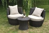 RATTAN WICKER GARDEN CONSERVATORY FURNITURE SET BROWN