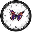Purple, Red, Orange Butterfly - Butterfly Animal Wall Clock by WatchBuddy Timepieces (Slate Blue Frame)