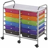 Blue Hills Studio Double-Wide Storage Cart w/12 Drawers: Multi-Color