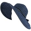 UPF 50+ Sun Beach Hat Floppy Fold Packable 5" Brim Navy with Black
