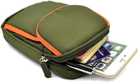 Katloo Army Green Mini Zipper Waist Pouch Bag with Belt Loop Carabiner Belt Clip for iPhone 6S Plus,6 Plus,5S,5C,Samsung Galaxy Note 2,Note 3,Note 4,S6 Edge Plus,Nokia Lumia 640 Lte,Sony Xperia+Stylus