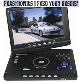 Feastronics High Resolution 12.3" Multiregion Swivel Screen Portable DVD Player with Dual Digital (Freeview, DVB-t) and Analog TV Tuners and Recorder, Nintendo Retro Games Player with 300 Games, FM transmitter and Free Carry Case