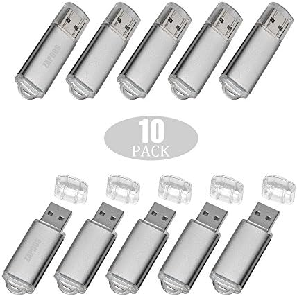 Bulk USB 2.0 Flash Drive Thumb Drive Memory Stick Storage Jump Drive Pen Disk (10pcs Silver 16GB)