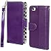 iPhone 5C Case, iPhone 5C Flip Case - E LV Deluxe Zebra Print Interior PU Leather Wallet Purse Flip Folio Stand Case Cover for iPhone 5C with 1 Stylus and 1 Clear Screen Protector (Purple)