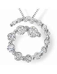 0.75 Carat (ctw) 14k White Gold Round Diamond Ladies Spiral Journey Graduating Circle Pendant 3/4 CT