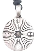 Mystical Labyrinth Maze Silver Tone Pewter Pendant Necklace