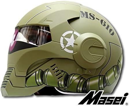 Masei Helmet 610 Matt Green Zaku Army Stormtrooper Motorcycle Harley Chopper (Medium)