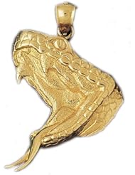 Dazzlers Solid 14 karats Gold Cobra Snake Head Charm Pendant available in three colors from jewelsberry (weights: 8.9 grams only)