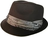 Black Linen Fedora with Deluxe Silky Silver Tie Brocade Pattern Creased Hat Band Cappello Trilby Spring Summer Rex Punk Rock Golf Dress