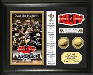 New Orleans Saints Super Bowl XLIV Champs 24KT Gold Coin Banner Photo Mint