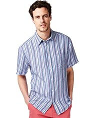 Blue Harbour Pure Linen Multi-Striped Shirt