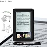 Premium Grade Barnes & Noble Nook Silicone Skin Cover Case (Black) + 4-inch eBigvalue(TM) Determination Hand Strap