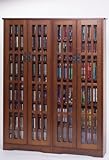IMAGE OF Multimedia Storage Cabinet with Inlaid Glass Door in Walnut Finish