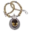 Sterling Silver Necklace with Citrin Gemstone 18 inches (gnklc202)