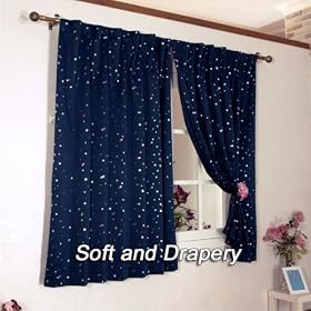 Star Print Thermal Blackout Window Curtain 63