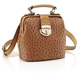 Tan Ostrich Doctors Faux Leather Bag JC70498